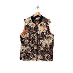 VALABASAS‎ Floral Tapestry Bomber Vest Orange Embroidered Men's Small